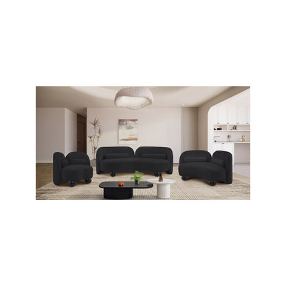 Daphne Black Chenille Fabric Loveseat