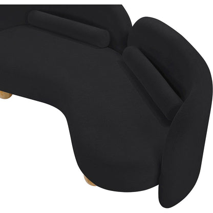 Daphne Black Chenille Fabric Loveseat