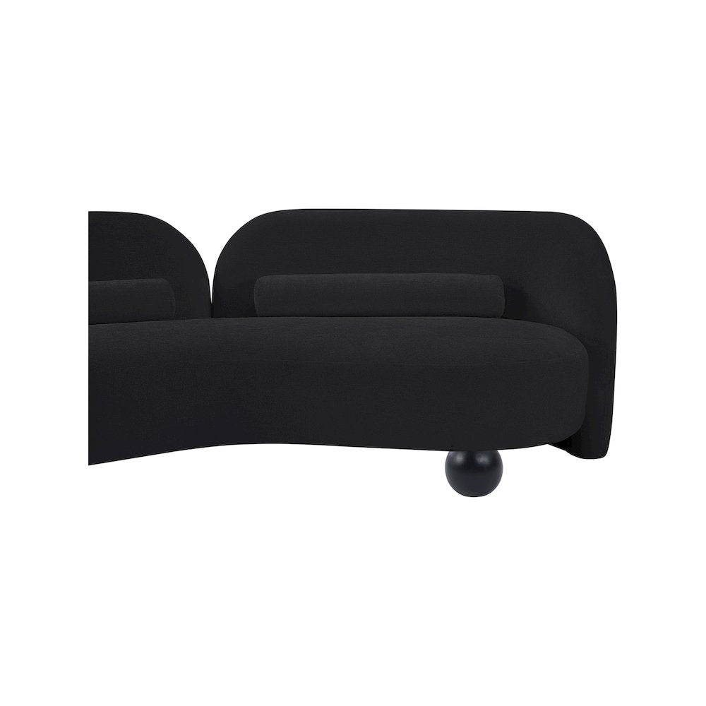 Daphne Black Chenille Fabric Loveseat