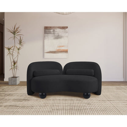 Daphne Black Chenille Fabric Loveseat