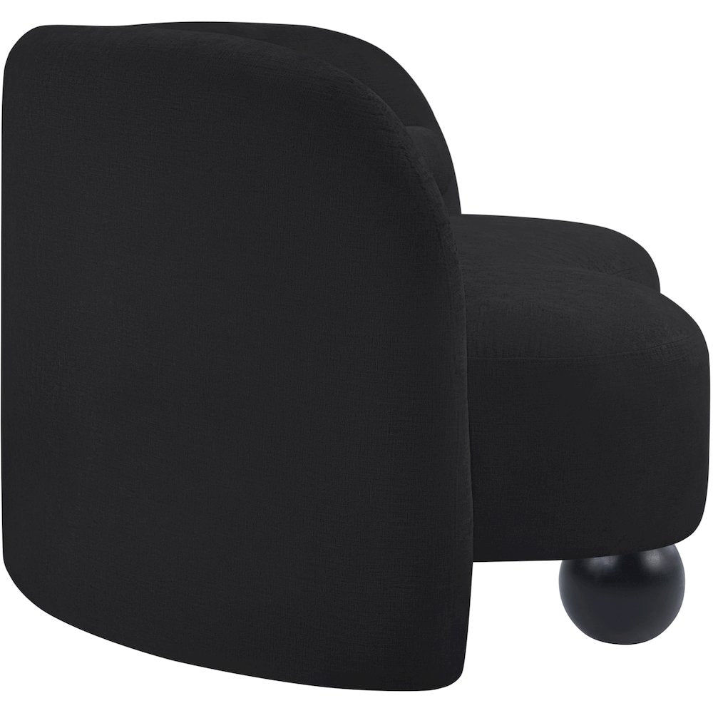 Daphne Black Chenille Fabric Loveseat