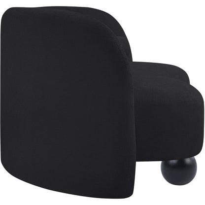 Daphne Black Chenille Fabric Loveseat
