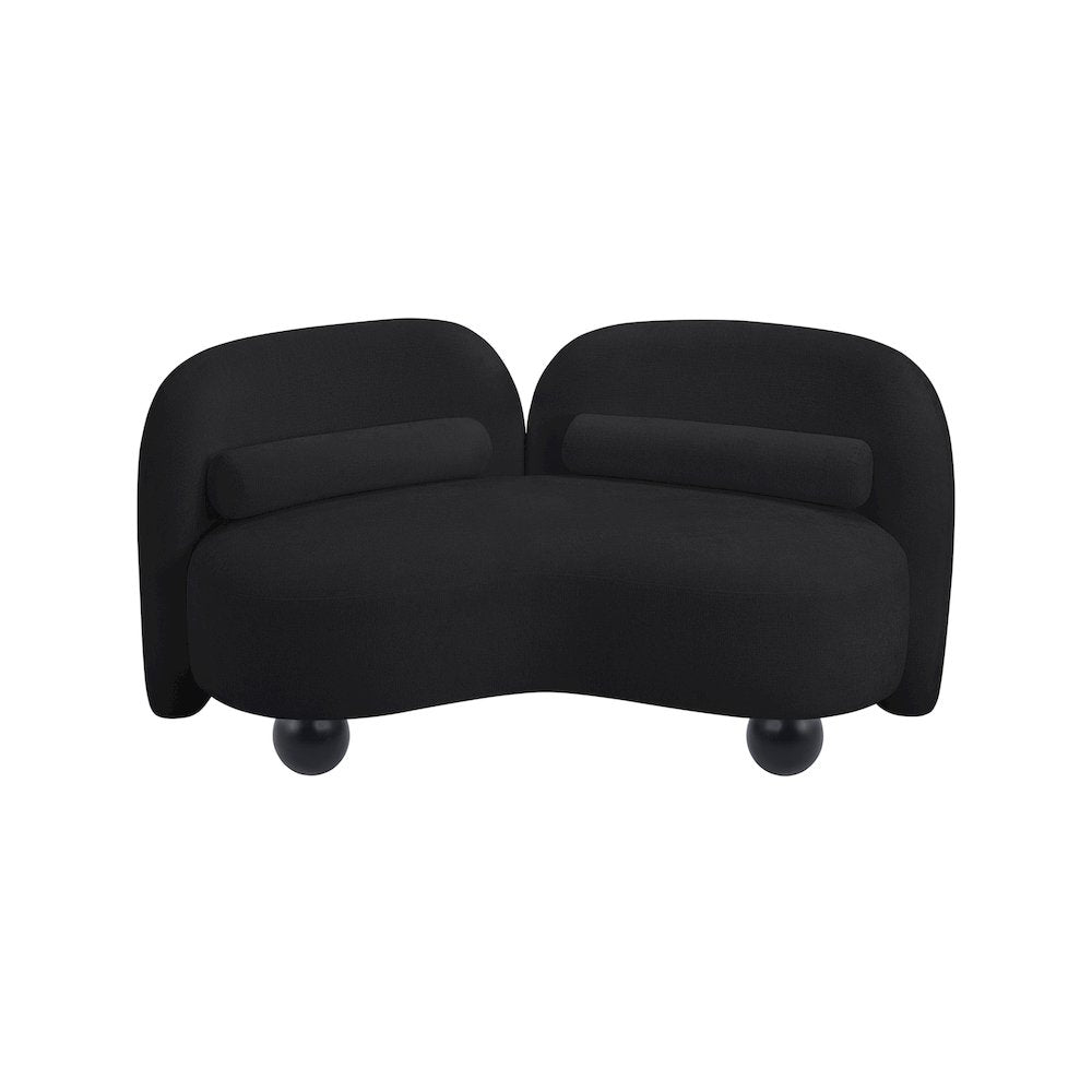 Daphne Black Chenille Fabric Loveseat