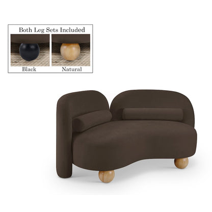 Daphne Brown Chenille Fabric Loveseat