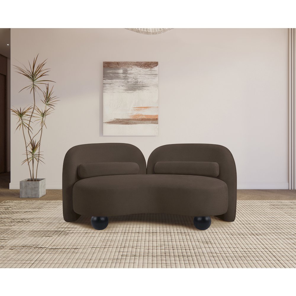 Daphne Brown Chenille Fabric Loveseat