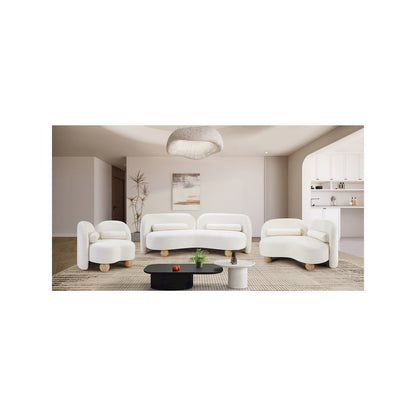 Daphne Cream Chenille Fabric Loveseat