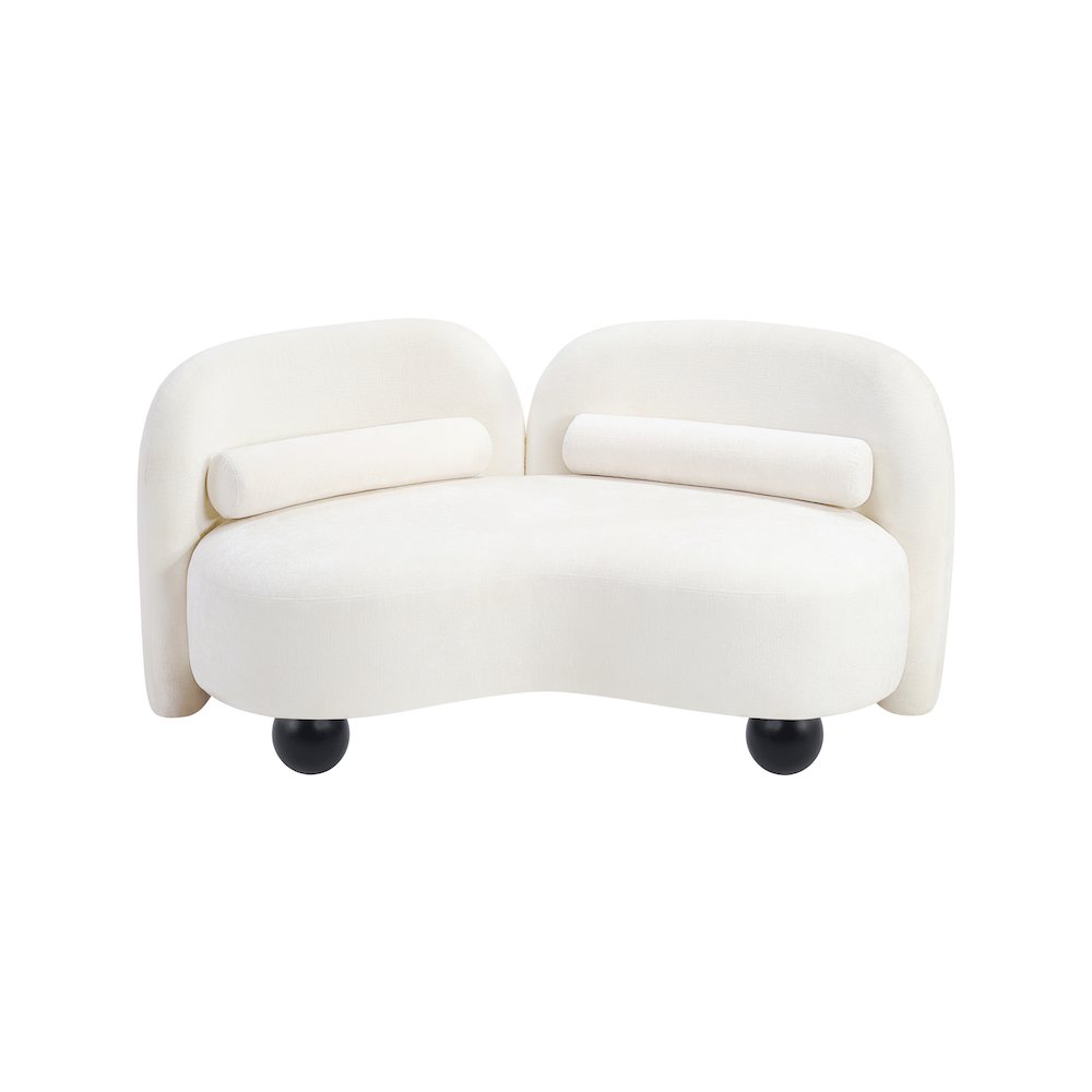 Daphne Cream Chenille Fabric Loveseat