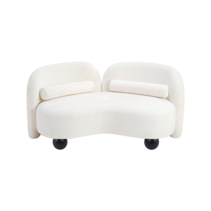Daphne Cream Chenille Fabric Loveseat
