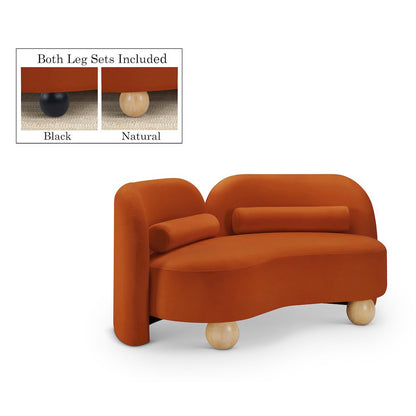 Daphne Cognac Velvet Loveseat