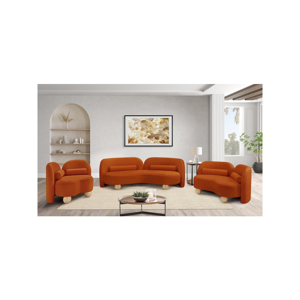 Daphne Cognac Velvet Loveseat