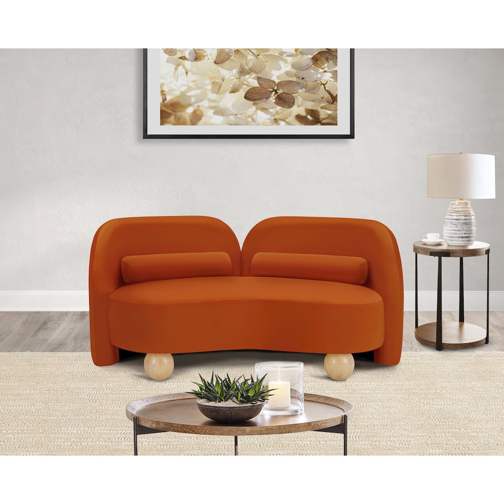Daphne Cognac Velvet Loveseat