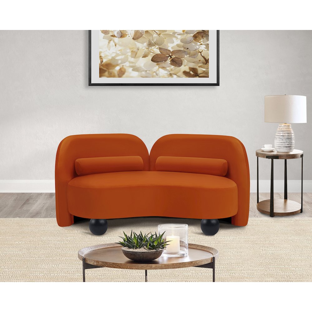 Daphne Cognac Velvet Loveseat