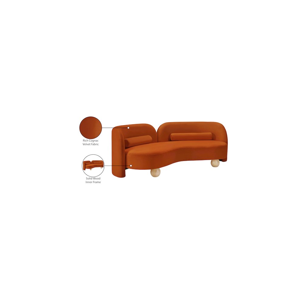 Daphne Cognac Velvet Sofa