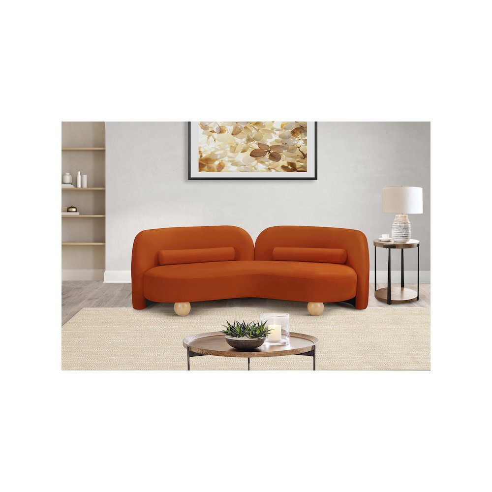 Daphne Cognac Velvet Sofa