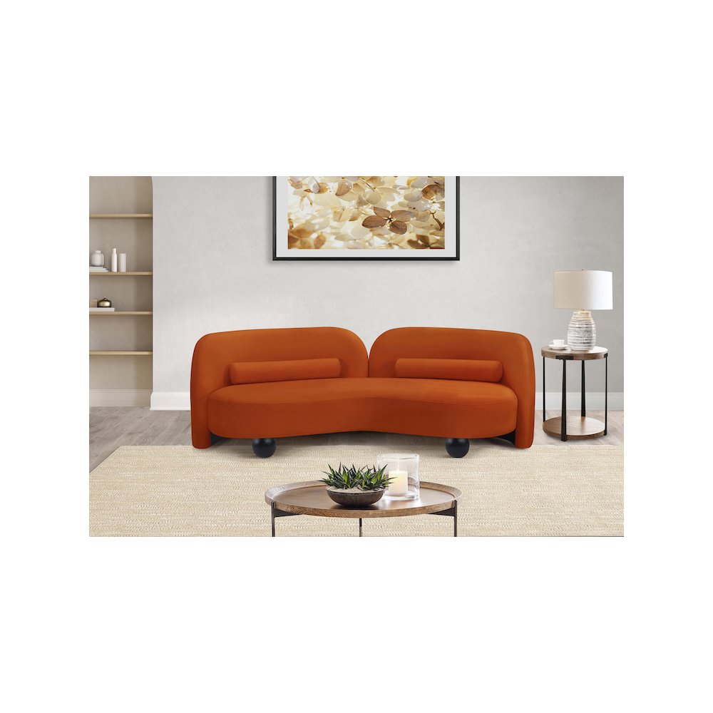 Daphne Cognac Velvet Sofa