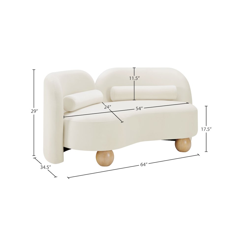 Daphne Cream Velvet Loveseat