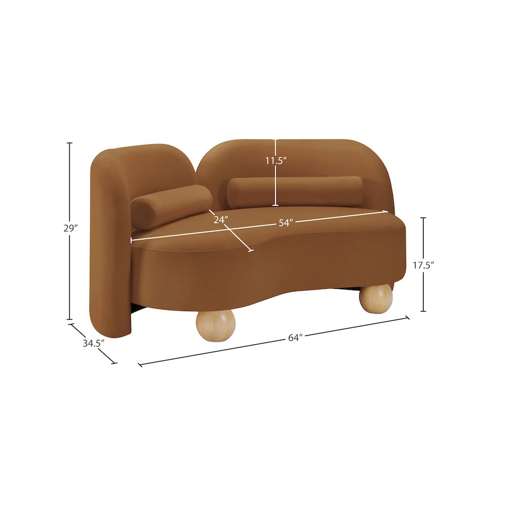 Daphne Saddle Velvet Loveseat