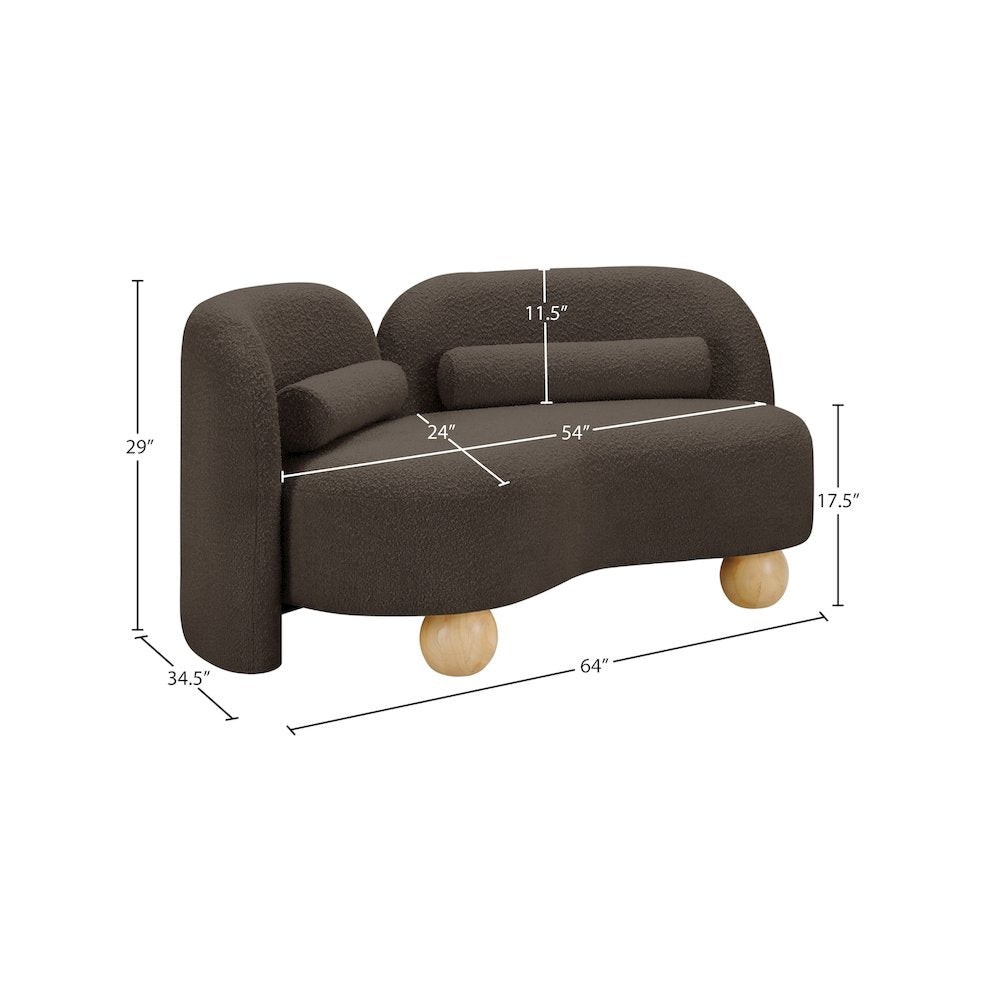 Daphne Brown Boucle Fabric Loveseat