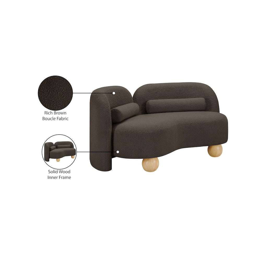 Daphne Brown Boucle Fabric Loveseat