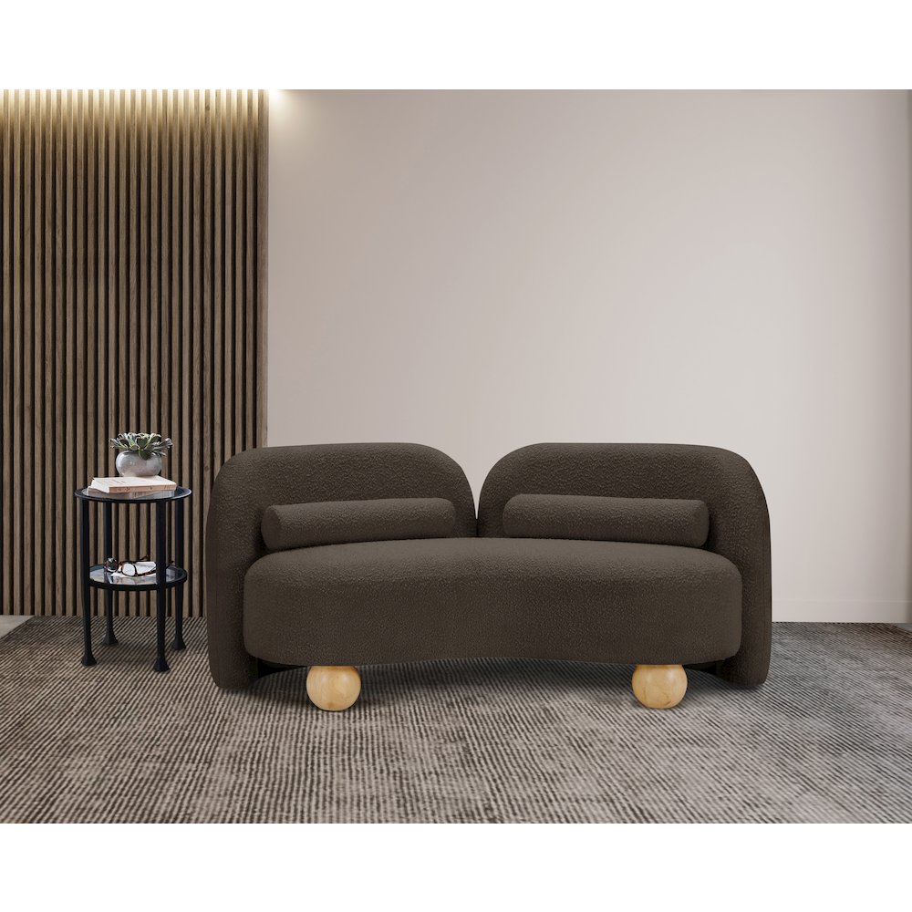 Daphne Brown Boucle Fabric Loveseat