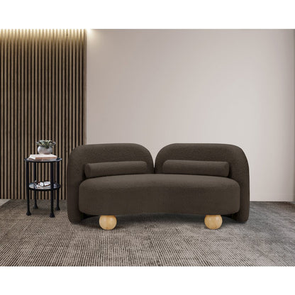 Daphne Brown Boucle Fabric Loveseat