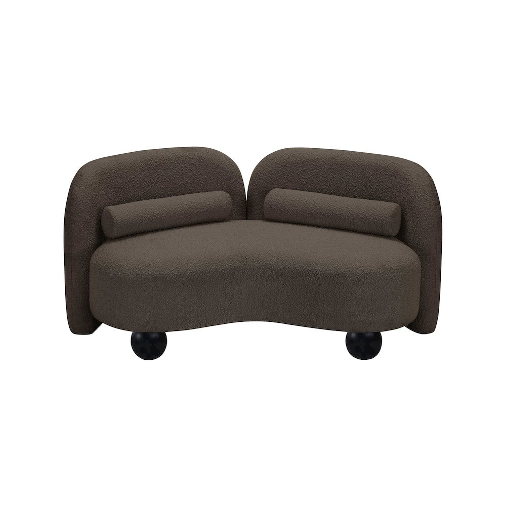 Daphne Brown Boucle Fabric Loveseat