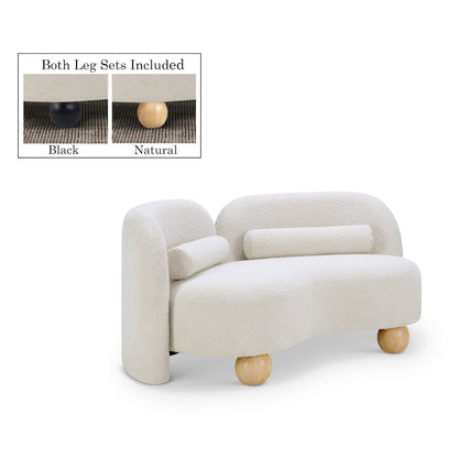 Daphne Cream Boucle Fabric Loveseat