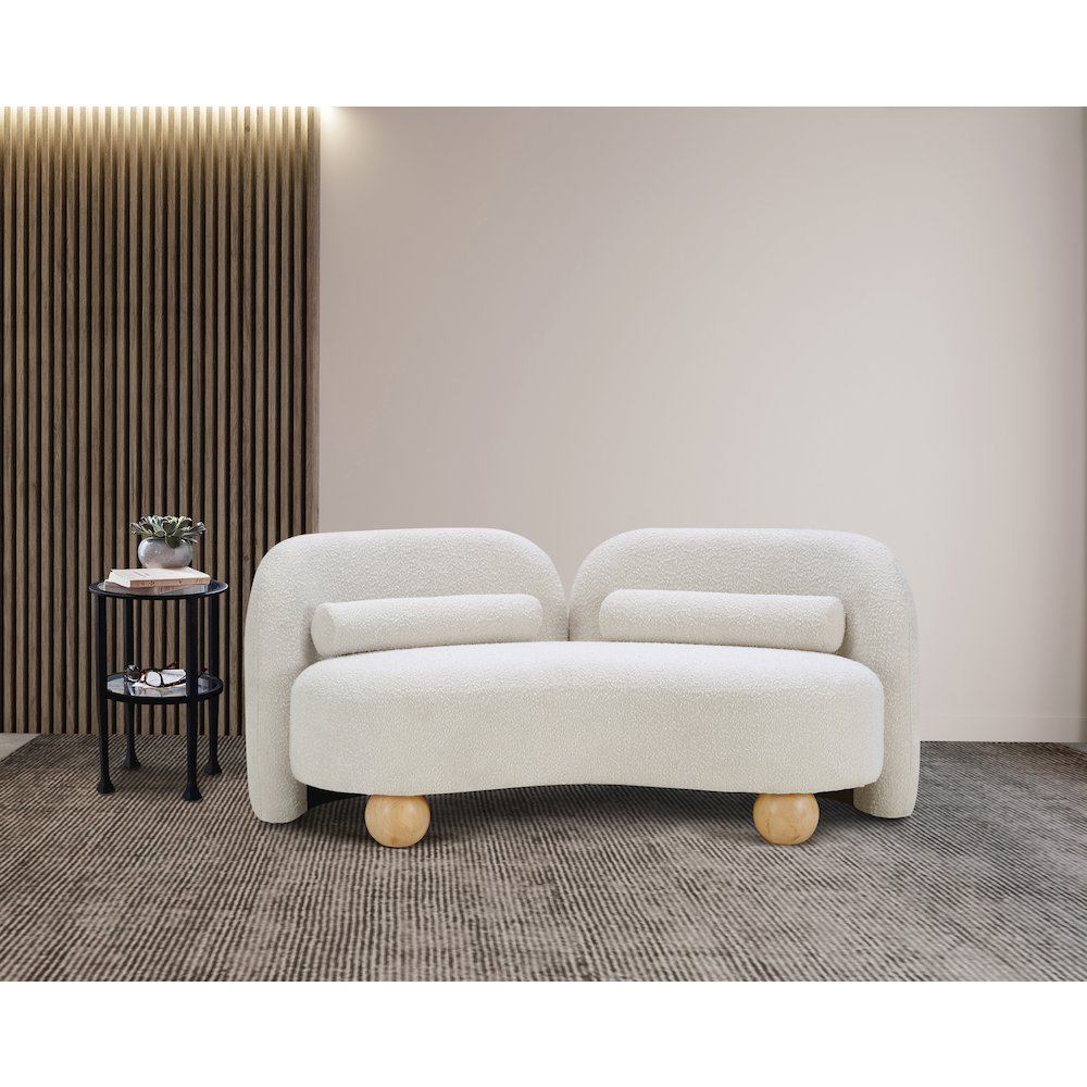 Daphne Cream Boucle Fabric Loveseat