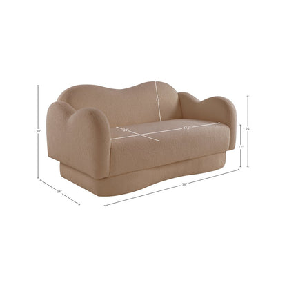 Bloom Beige Teddy Fabric Loveseat