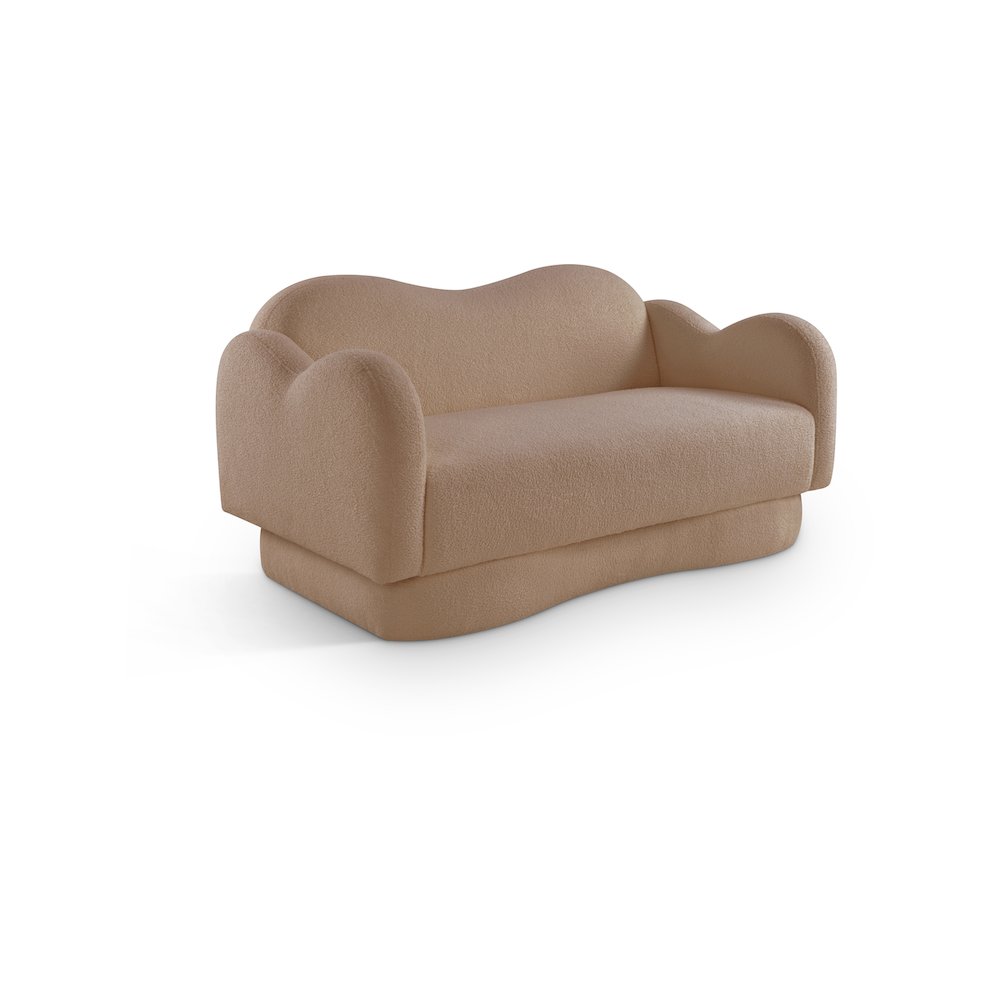 Bloom Beige Teddy Fabric Loveseat