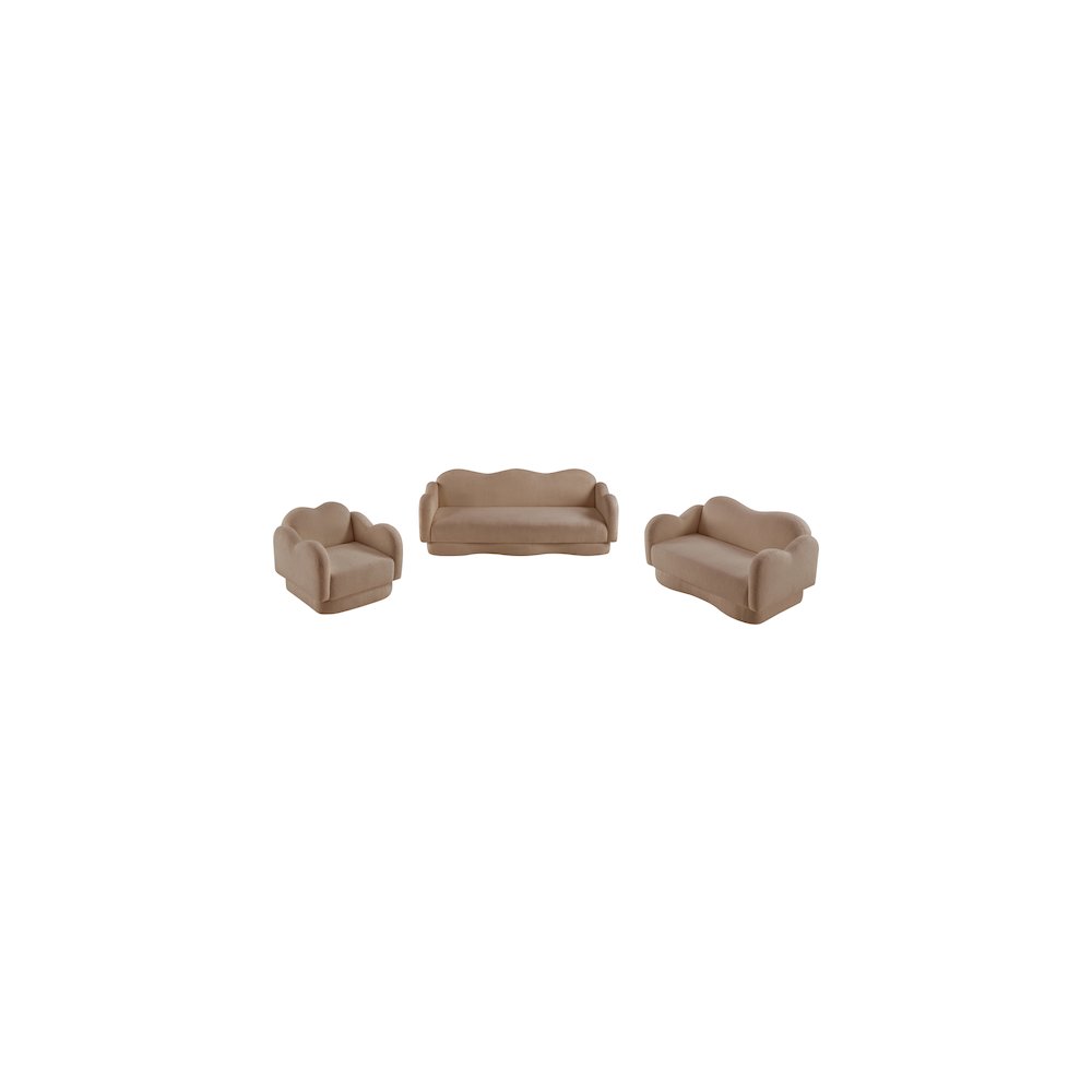 Bloom Beige Teddy Fabric Loveseat