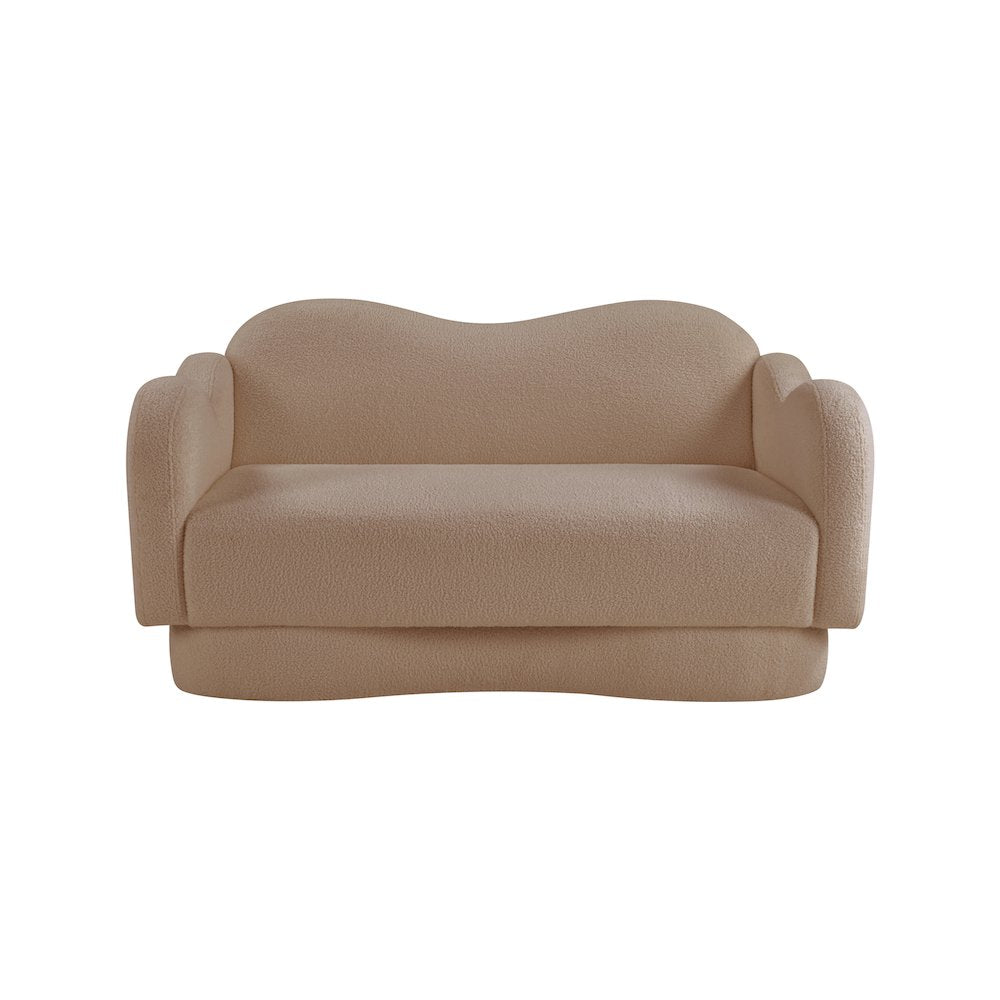 Bloom Beige Teddy Fabric Loveseat