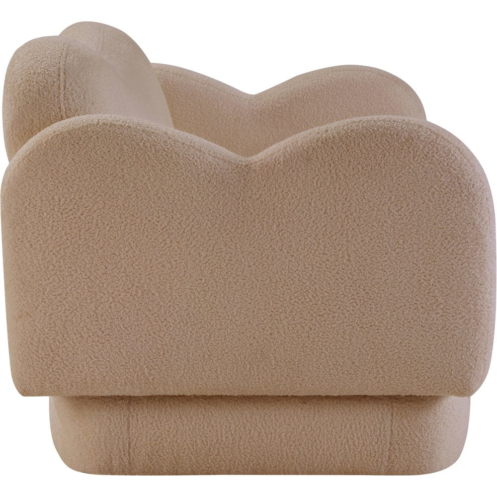 Bloom Beige Teddy Fabric Loveseat