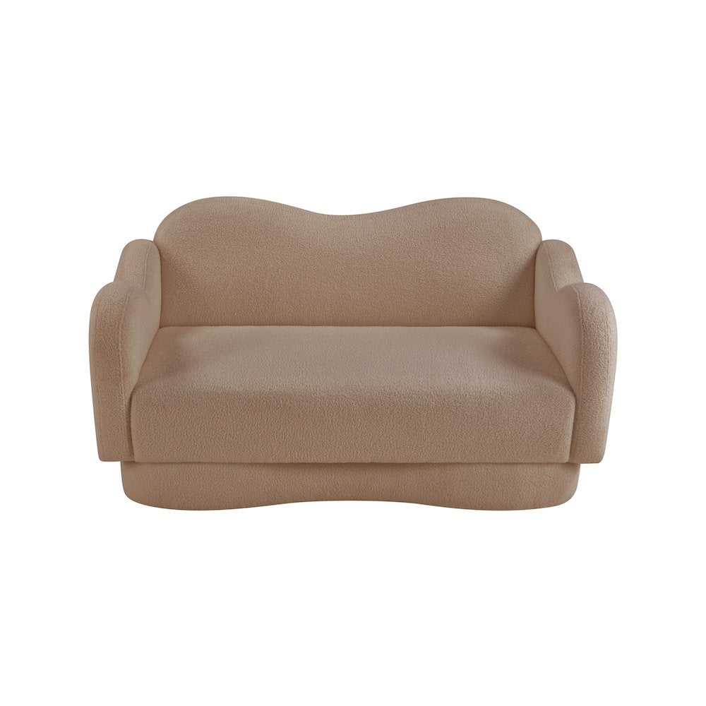 Bloom Beige Teddy Fabric Loveseat