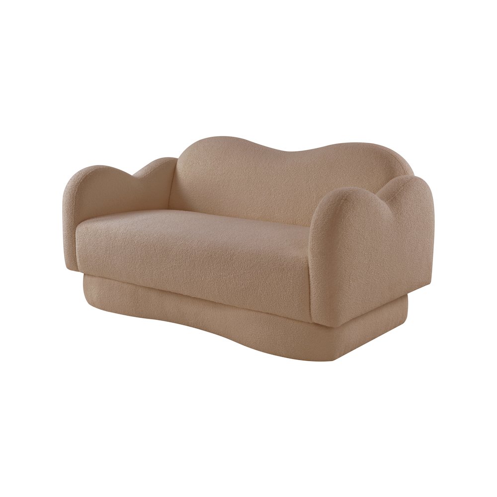 Bloom Beige Teddy Fabric Loveseat