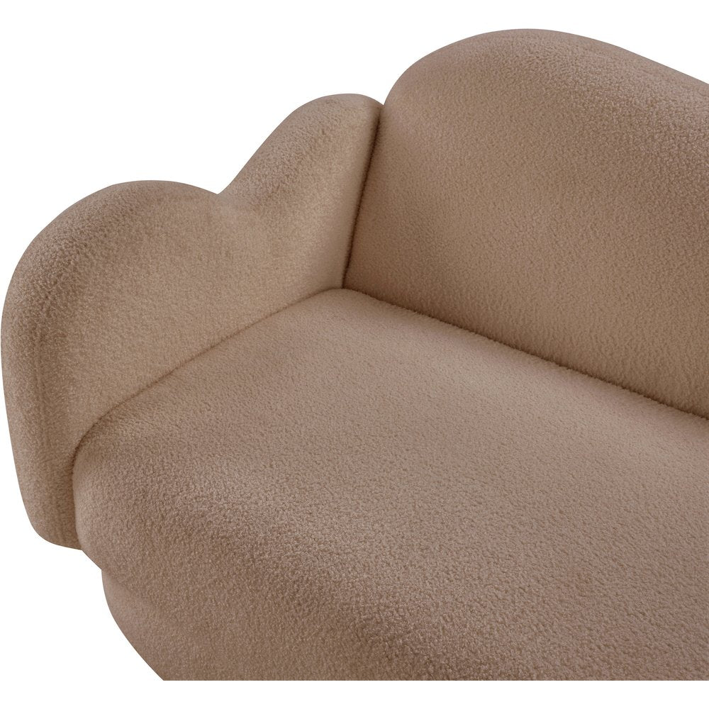 Bloom Beige Teddy Fabric Loveseat