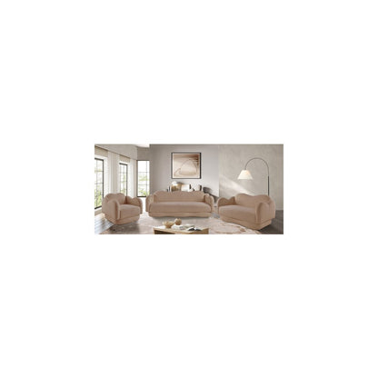 Bloom Beige Teddy Fabric Loveseat