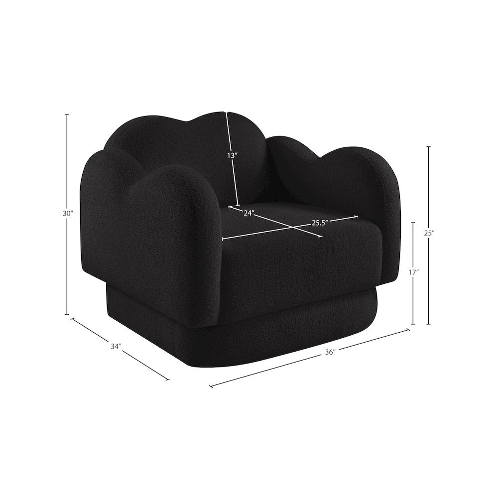 Bloom Black Teddy Fabric Chair