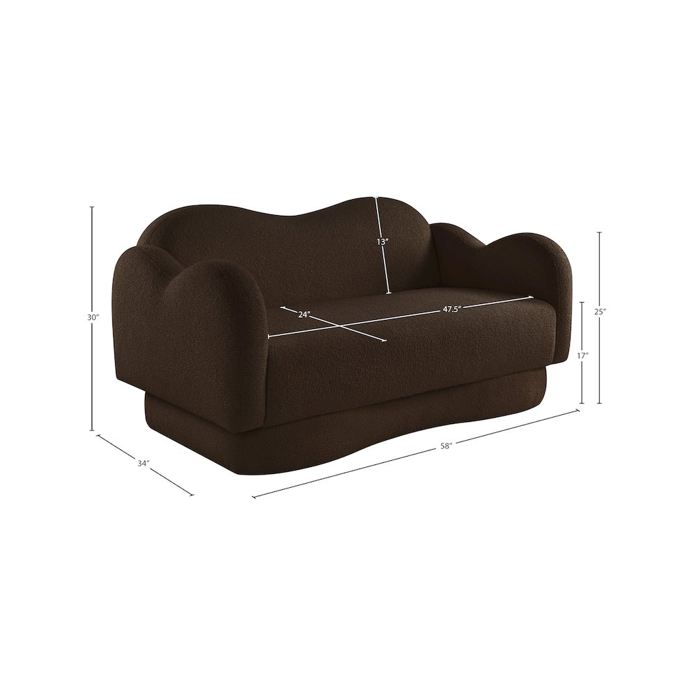 Bloom Brown Teddy Fabric Loveseat