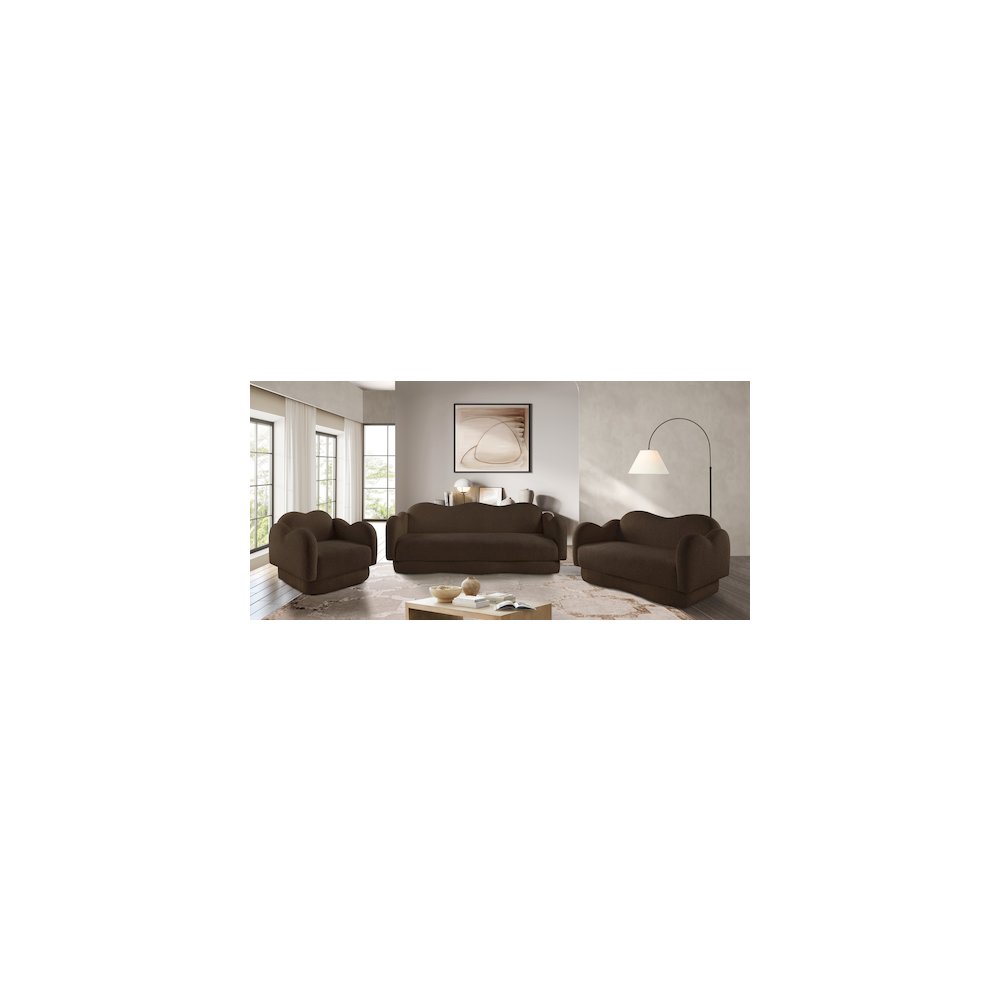 Bloom Brown Teddy Fabric Loveseat