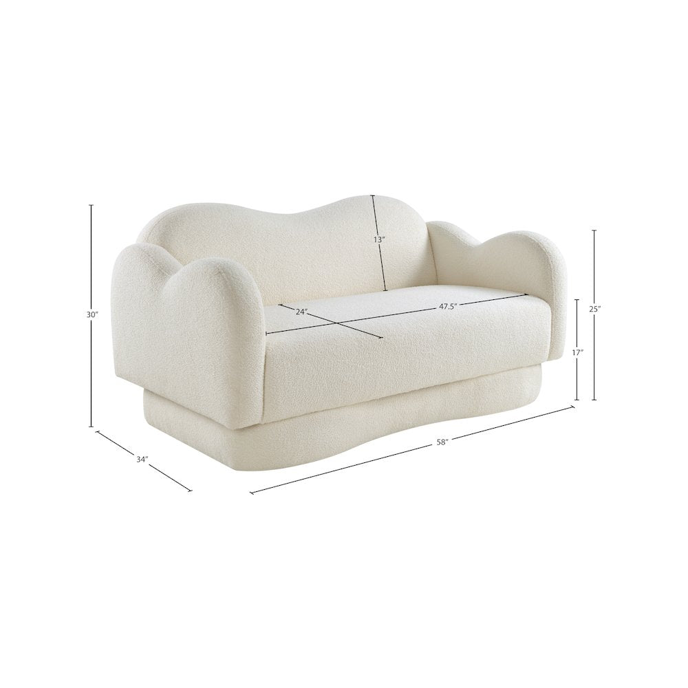 Bloom Cream Teddy Fabric Loveseat