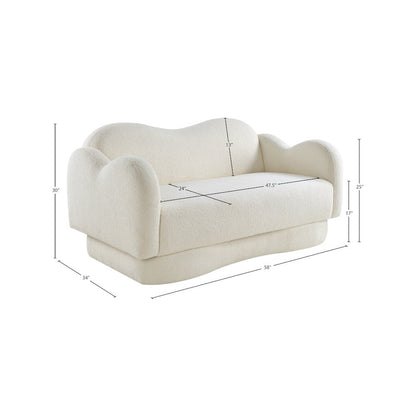Bloom Cream Teddy Fabric Loveseat