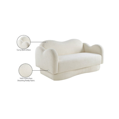 Bloom Cream Teddy Fabric Loveseat