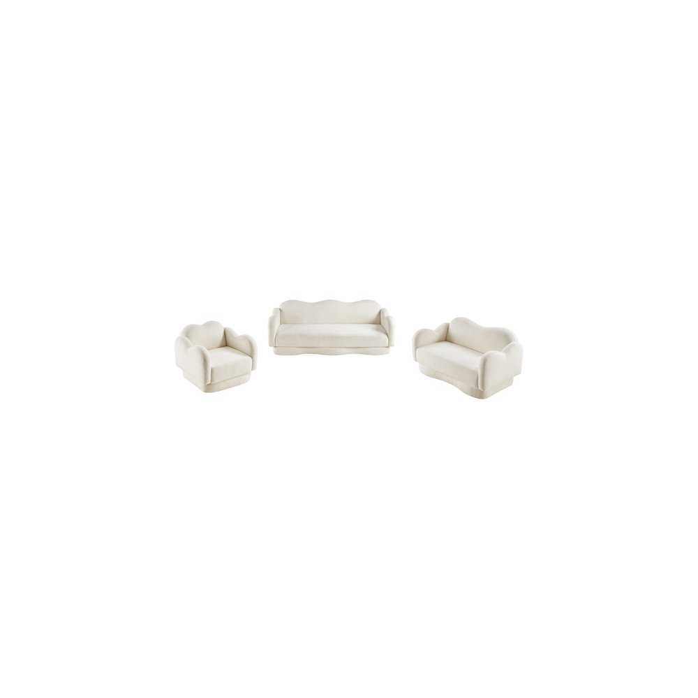 Bloom Cream Teddy Fabric Loveseat