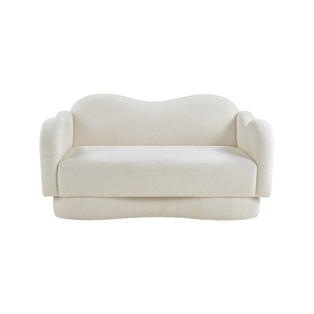 Bloom Cream Teddy Fabric Loveseat