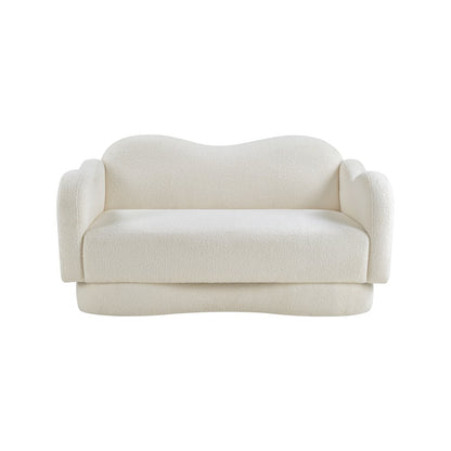 Bloom Cream Teddy Fabric Loveseat