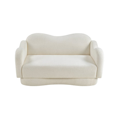 Bloom Cream Teddy Fabric Loveseat