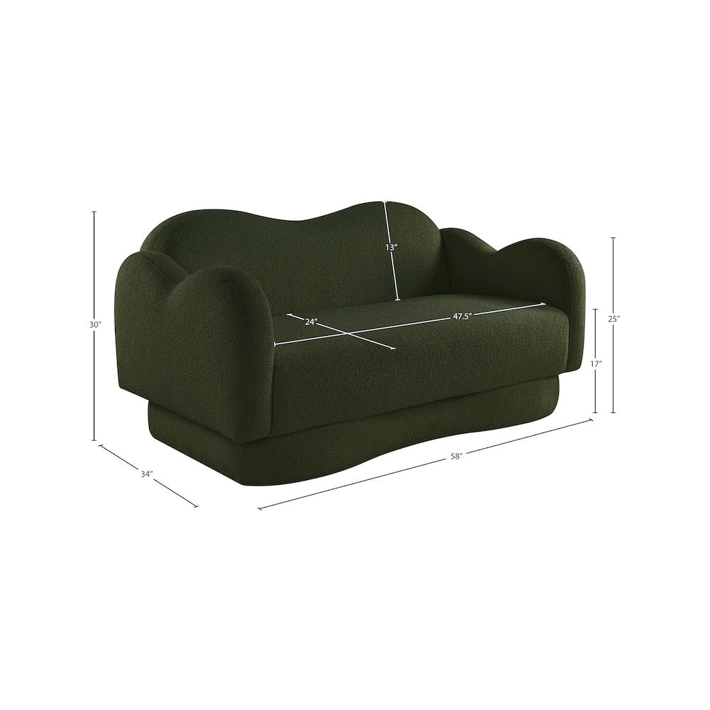 Bloom Green Teddy Fabric Loveseat