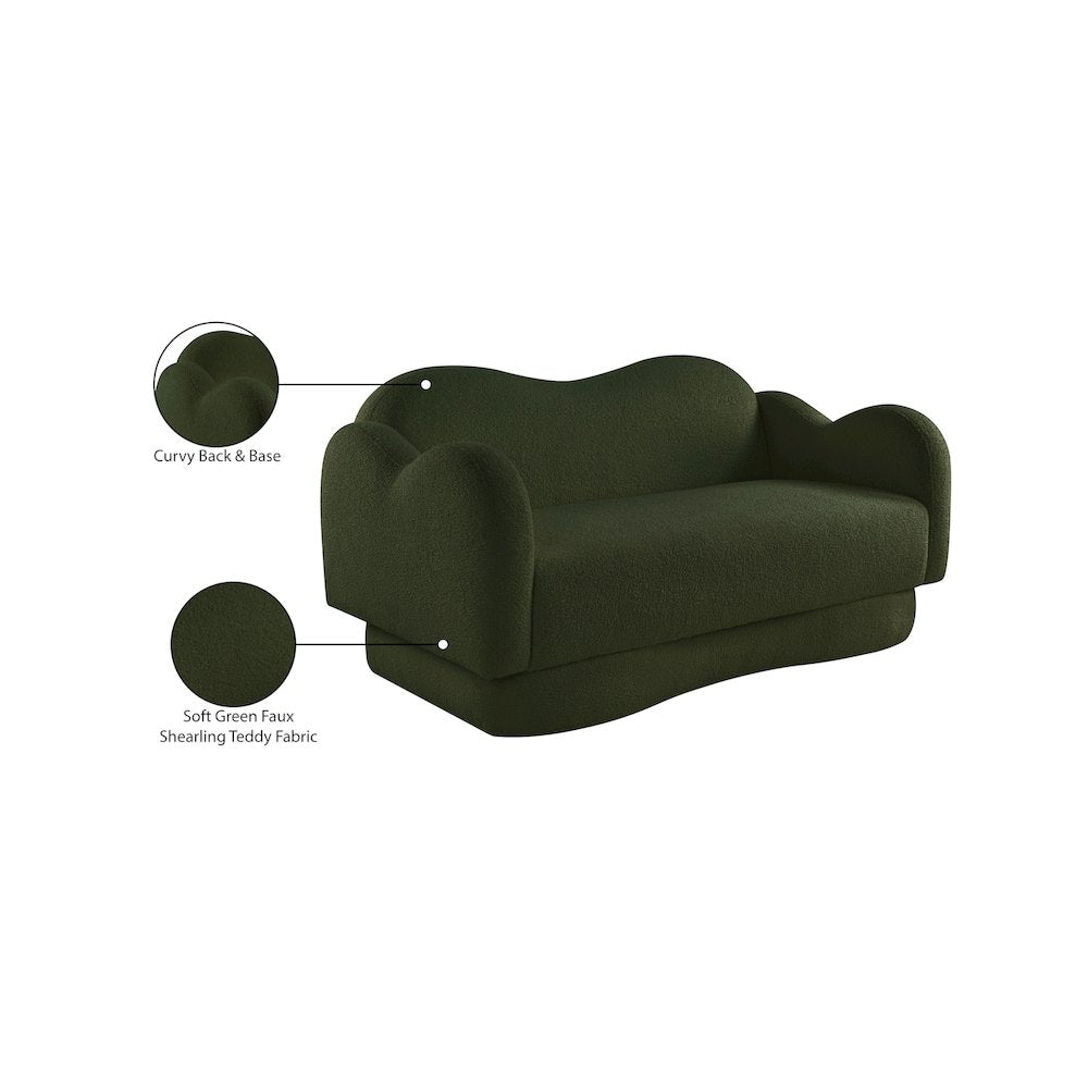Bloom Green Teddy Fabric Loveseat
