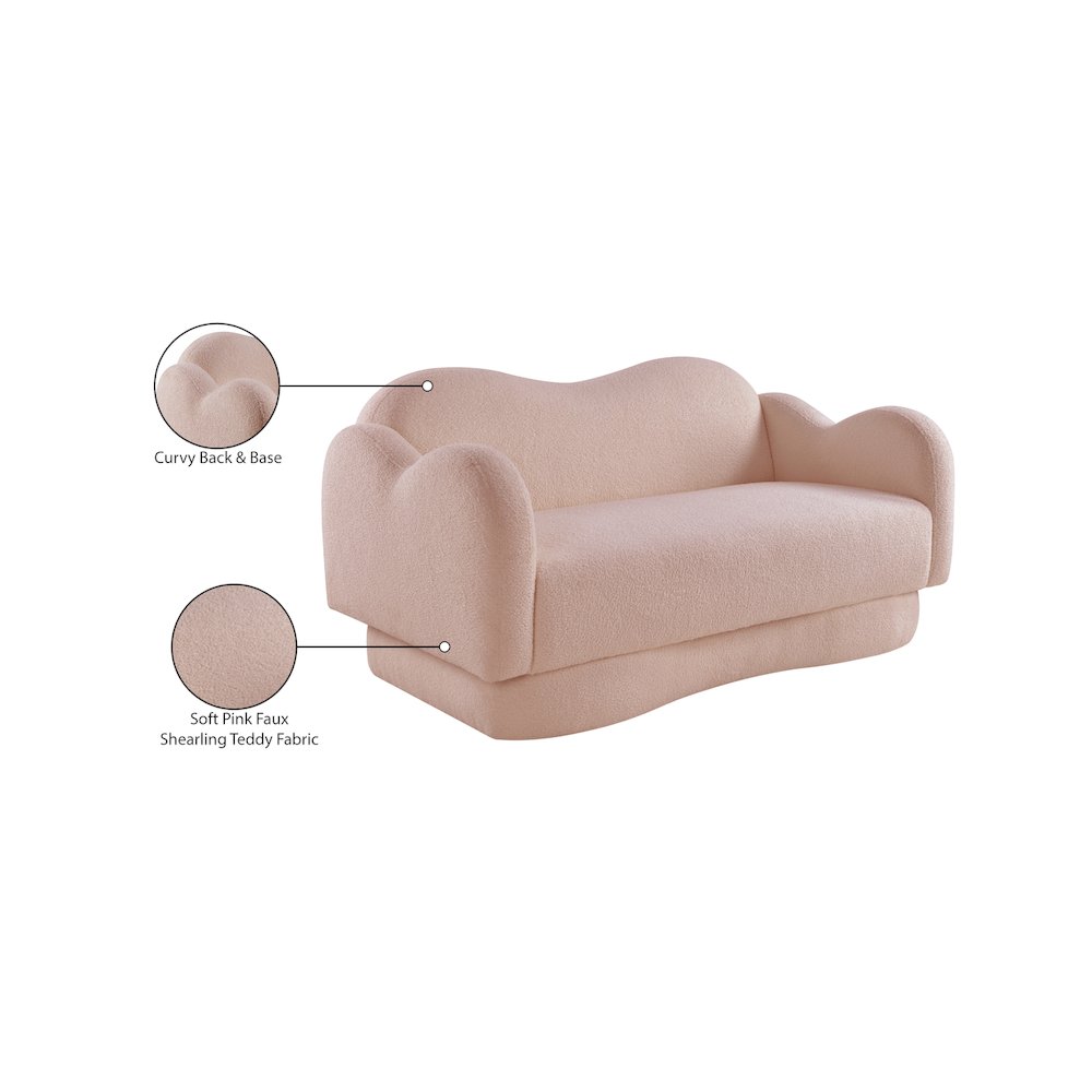 Bloom Pink Teddy Fabric Loveseat
